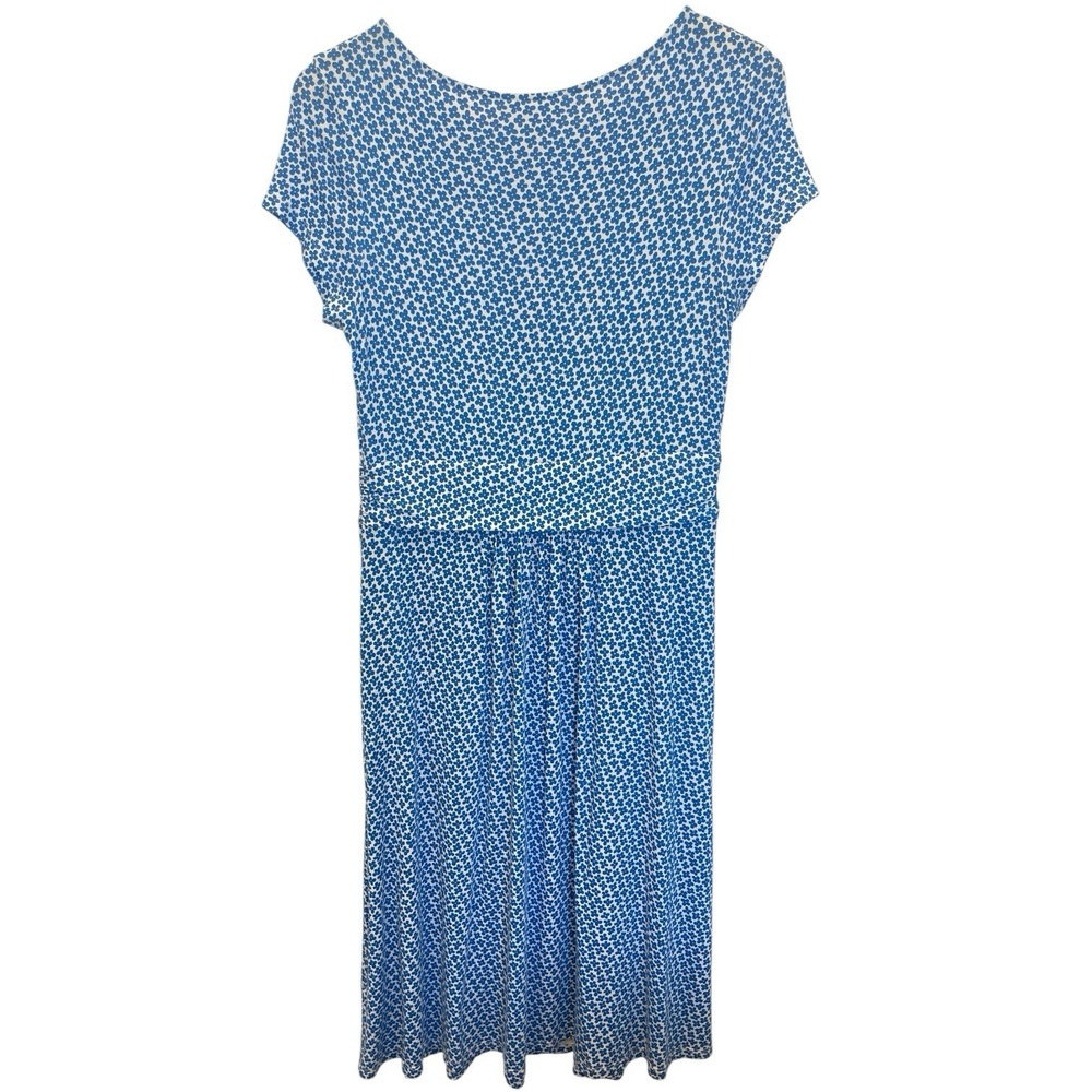Boden Amelia Jersey Fit/Flare Dress US 8L Blue Floral Knee Length Pockets J0326 - Picture 2 of 11